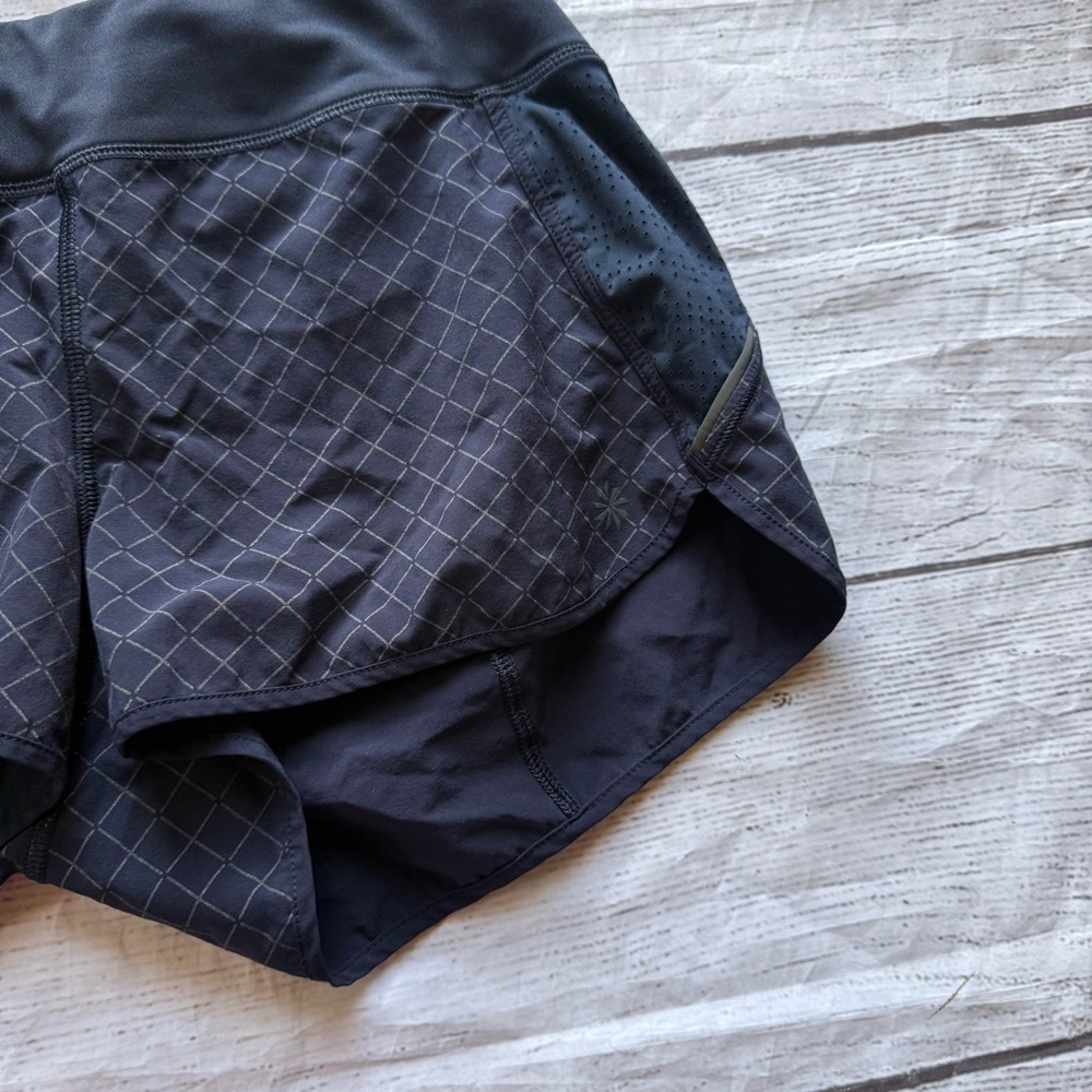 Athleta Size Small Navy Blue Diamond Track This Run Shorts Reflective - Picture 5 of 13